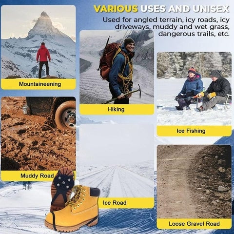 Grampos de gelo para sapatos e botas | Grampos antiderrapantes para caminhadas na neve e no gelo