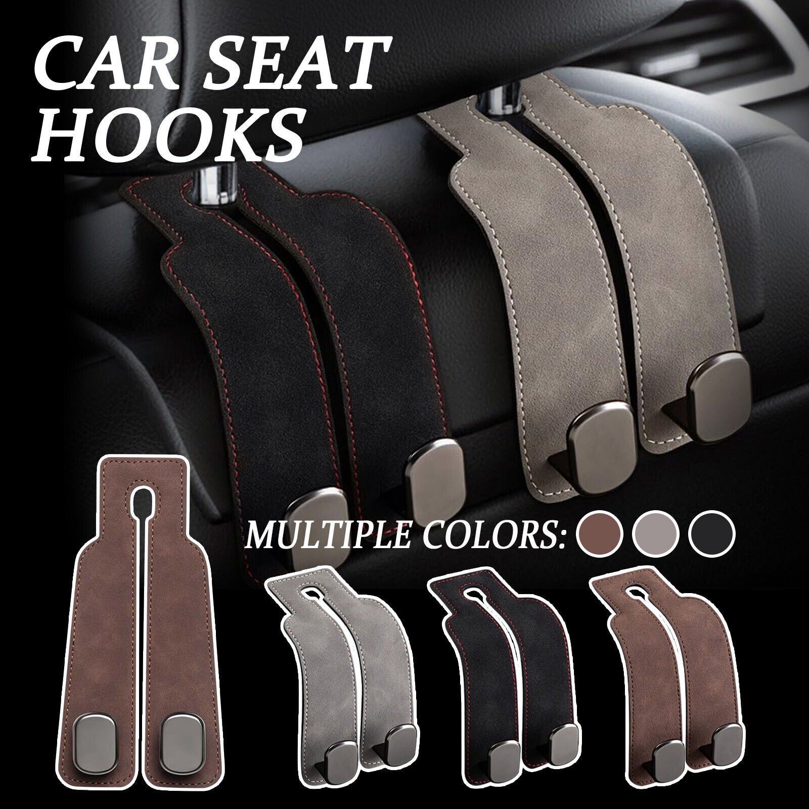 Hidden Metal Car Seat Headrest Hook(2 PCs)