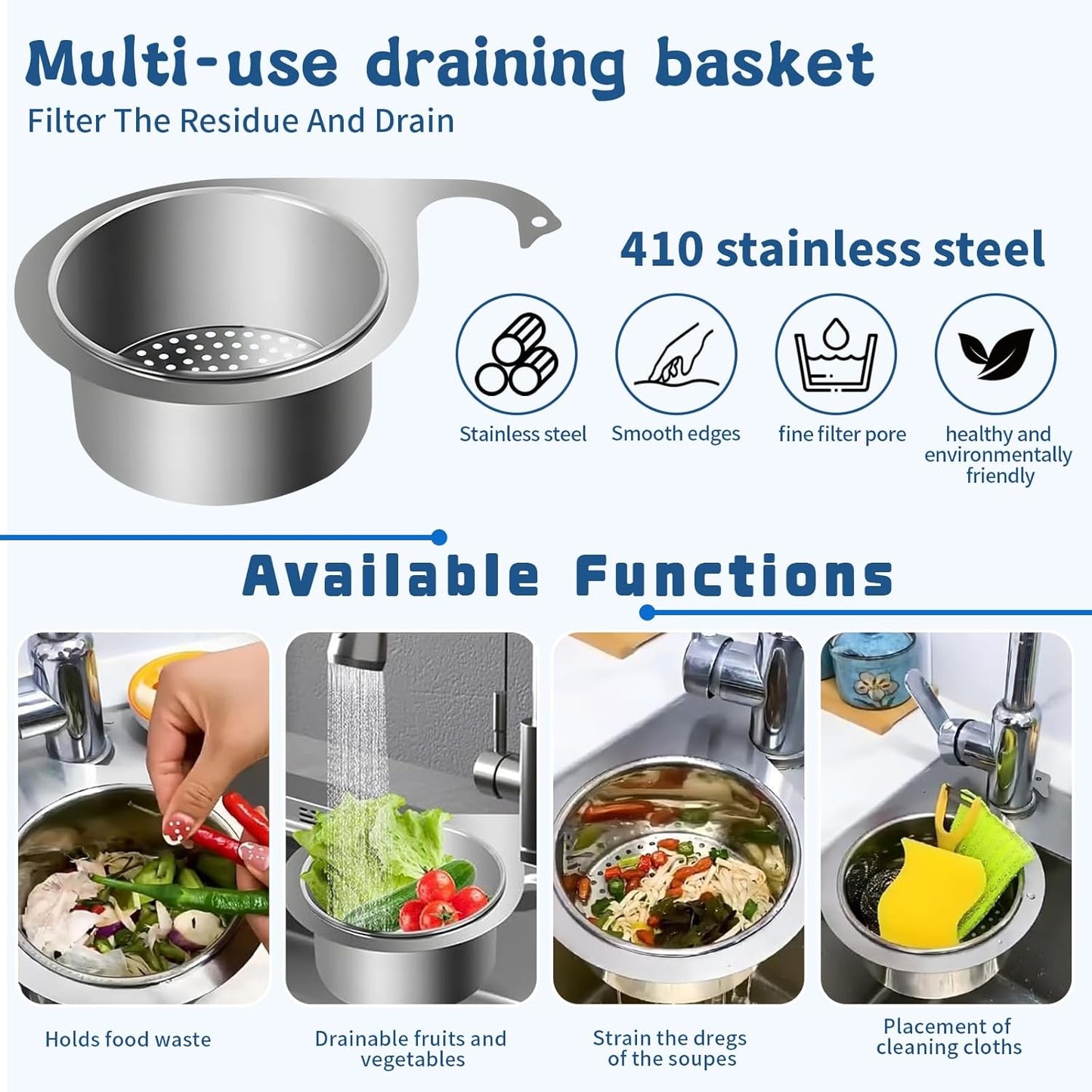 Swan stainless steel drain basket