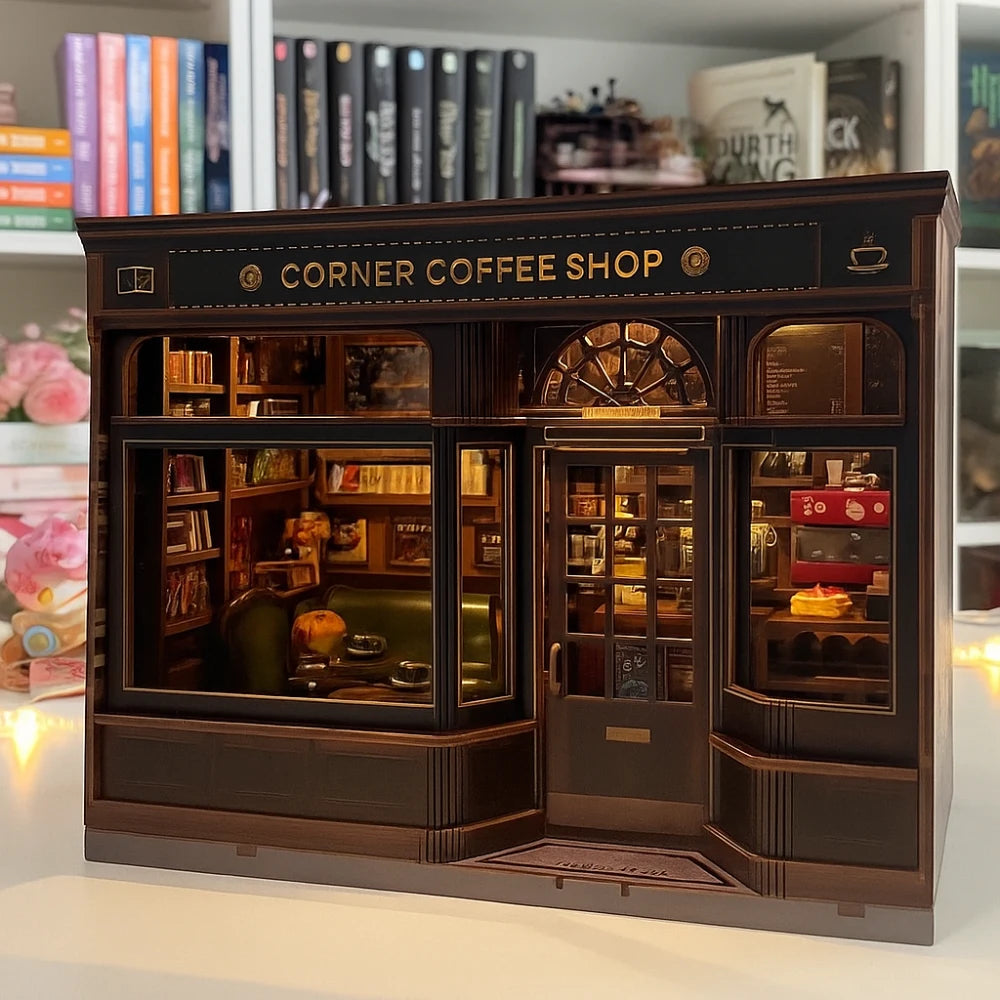 Corner Coffee Shop-DIY 3D Book Nook Model Kit