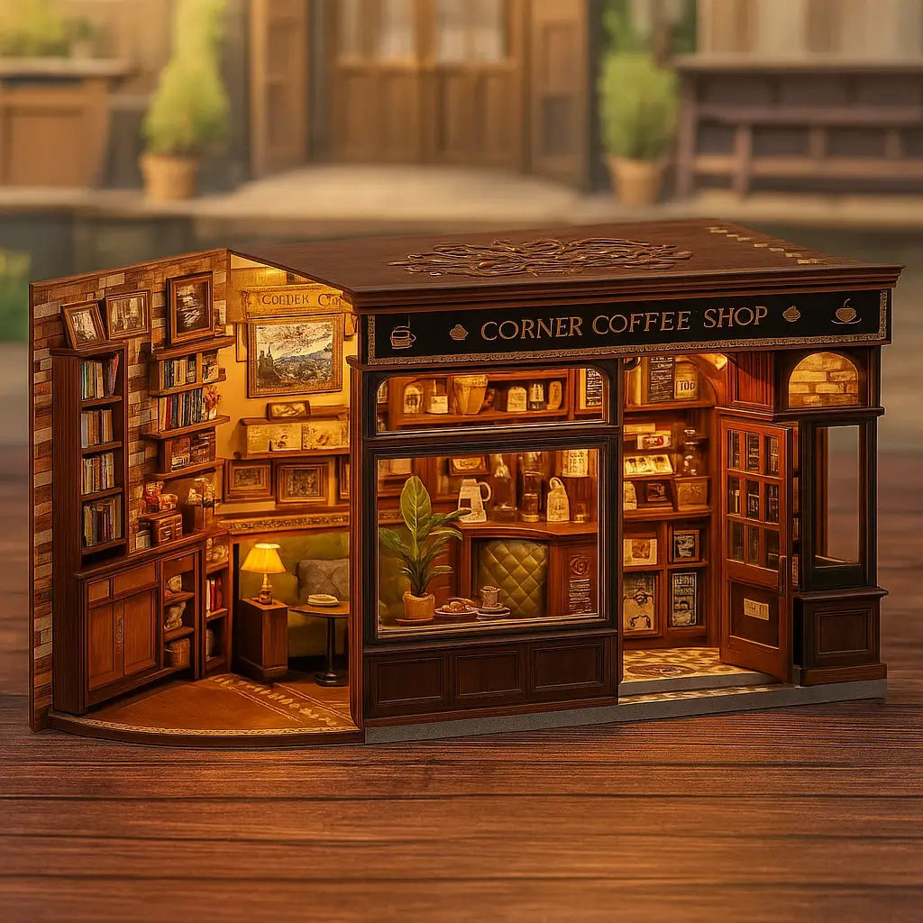 Corner Coffee Shop-DIY 3D Book Nook Model Kit