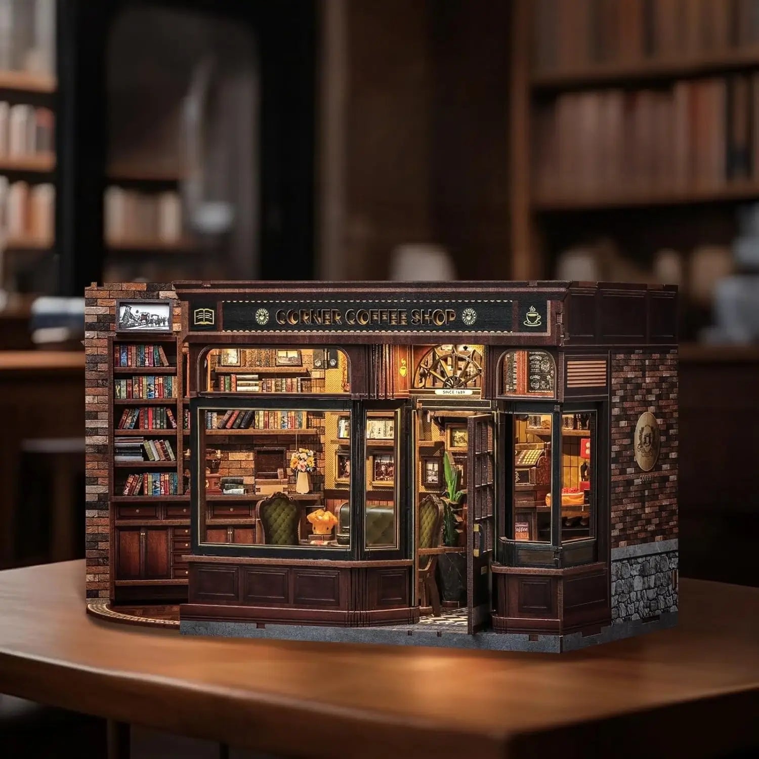 Corner Coffee Shop-DIY 3D Book Nook Model Kit
