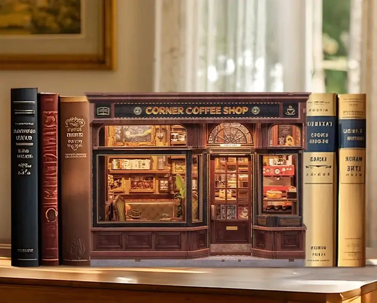 Corner Coffee Shop-DIY 3D Book Nook Model Kit