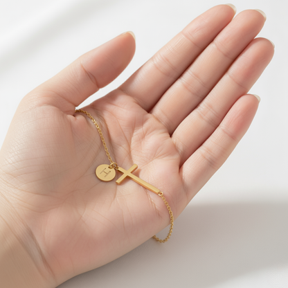 Cross Initial Bracelet