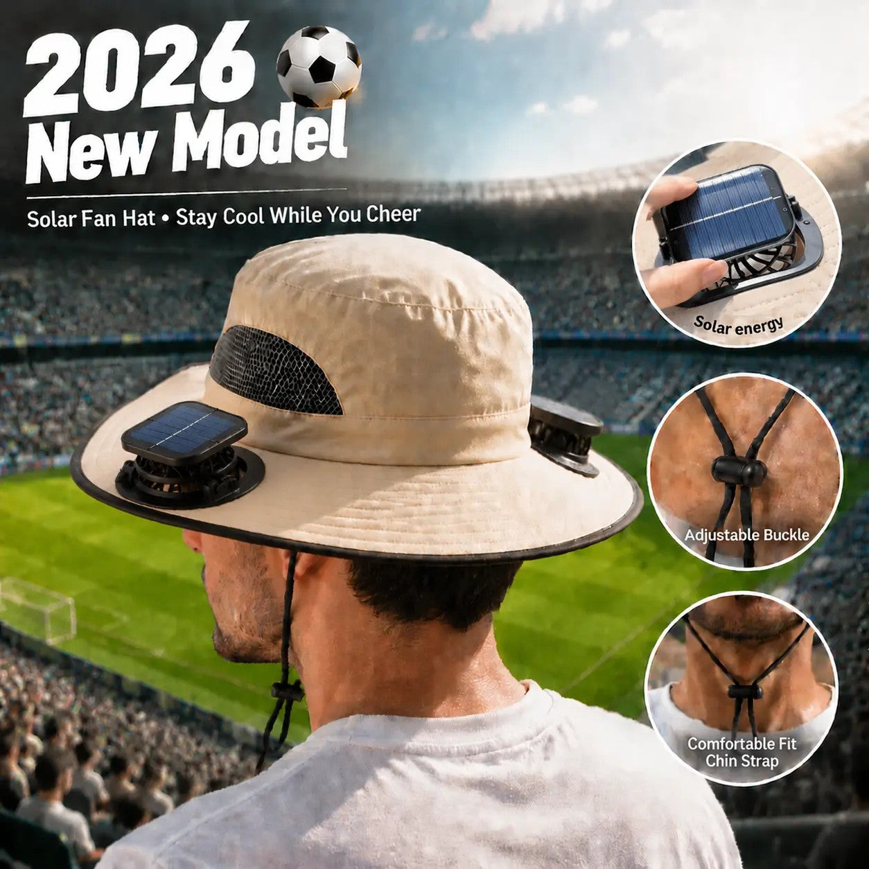 Solar Powered Cooling Hat – Dual Fan Wide Brim Sun Hat