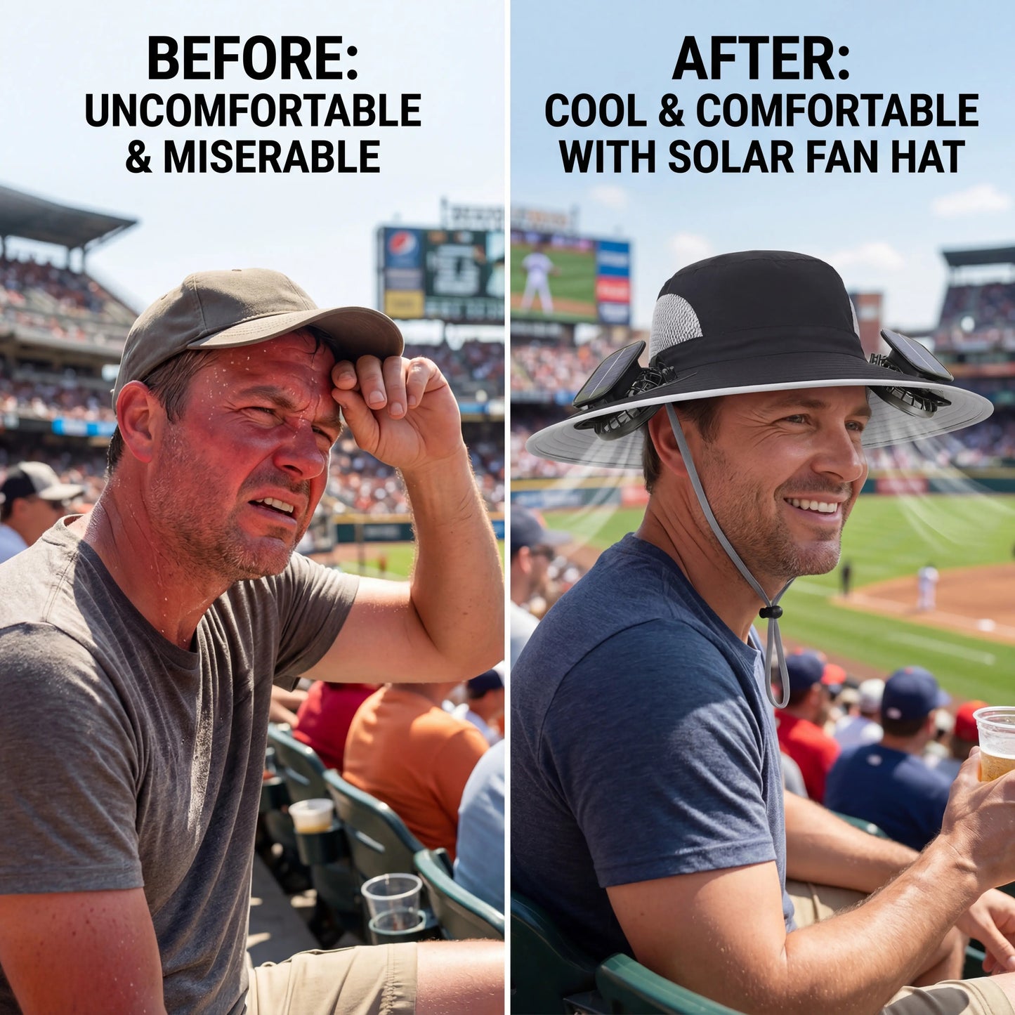 Solar Powered Cooling Hat – Dual Fan Wide Brim Sun Hat