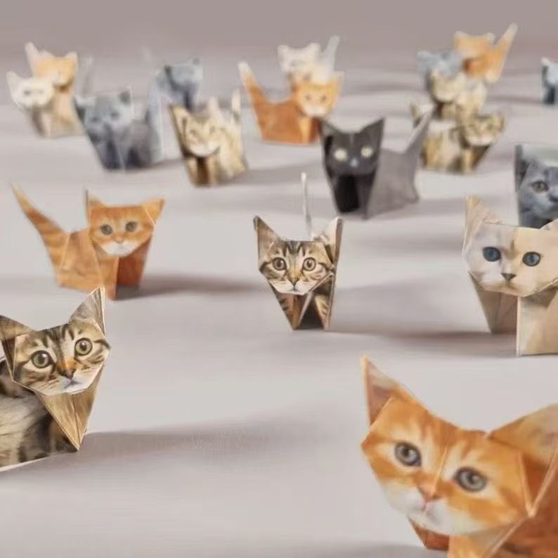 50 Sheets DIY Origami Cat Paper Kit