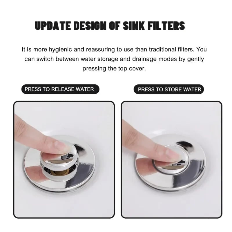 Universal 2-in-1 Bathroom/Kitchen Sink Stopper