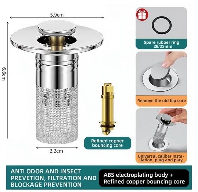 Universal 2-in-1 Bathroom/Kitchen Sink Stopper