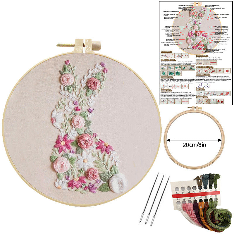 Floral Bunny Silhouette Embroidery Kit