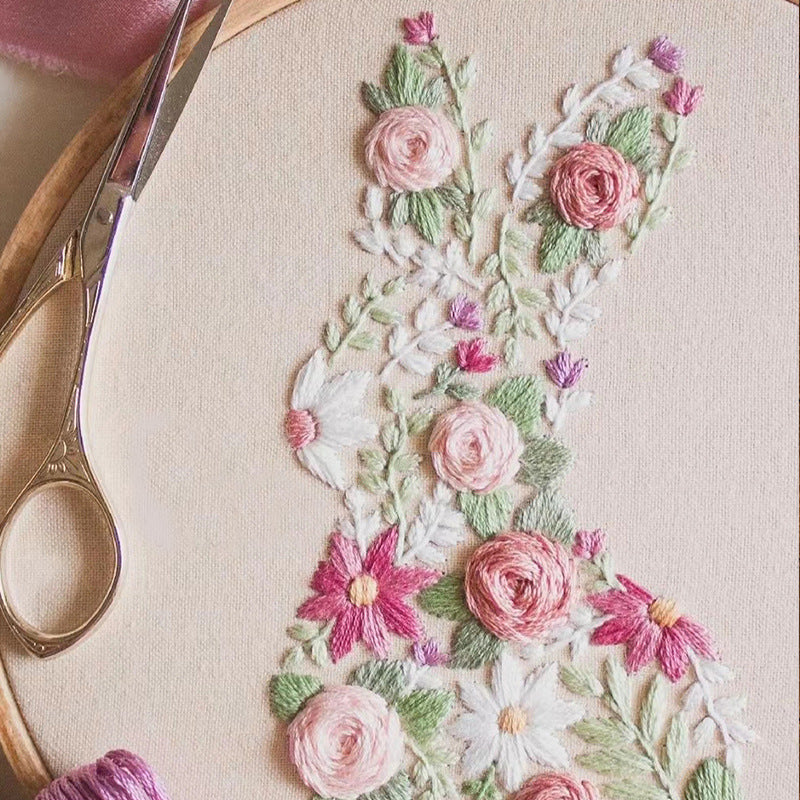Floral Bunny Silhouette Embroidery Kit