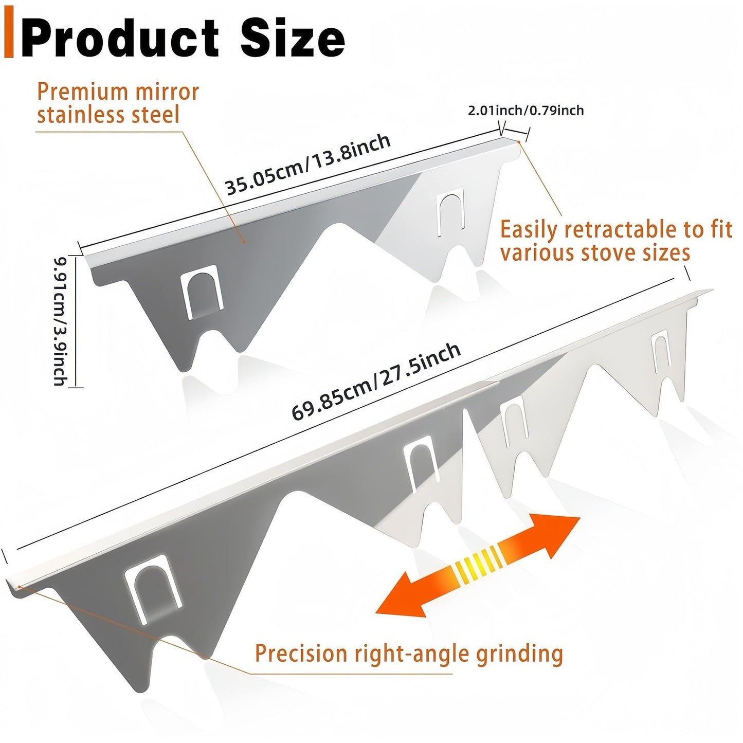 Stove Gap Covers – Silicone & Stainless Steel Kitchen Gap Filler (2 Pack, Easy Clean & Heat Resistant)