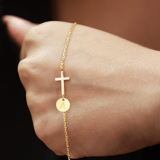 Cross Initial Bracelet