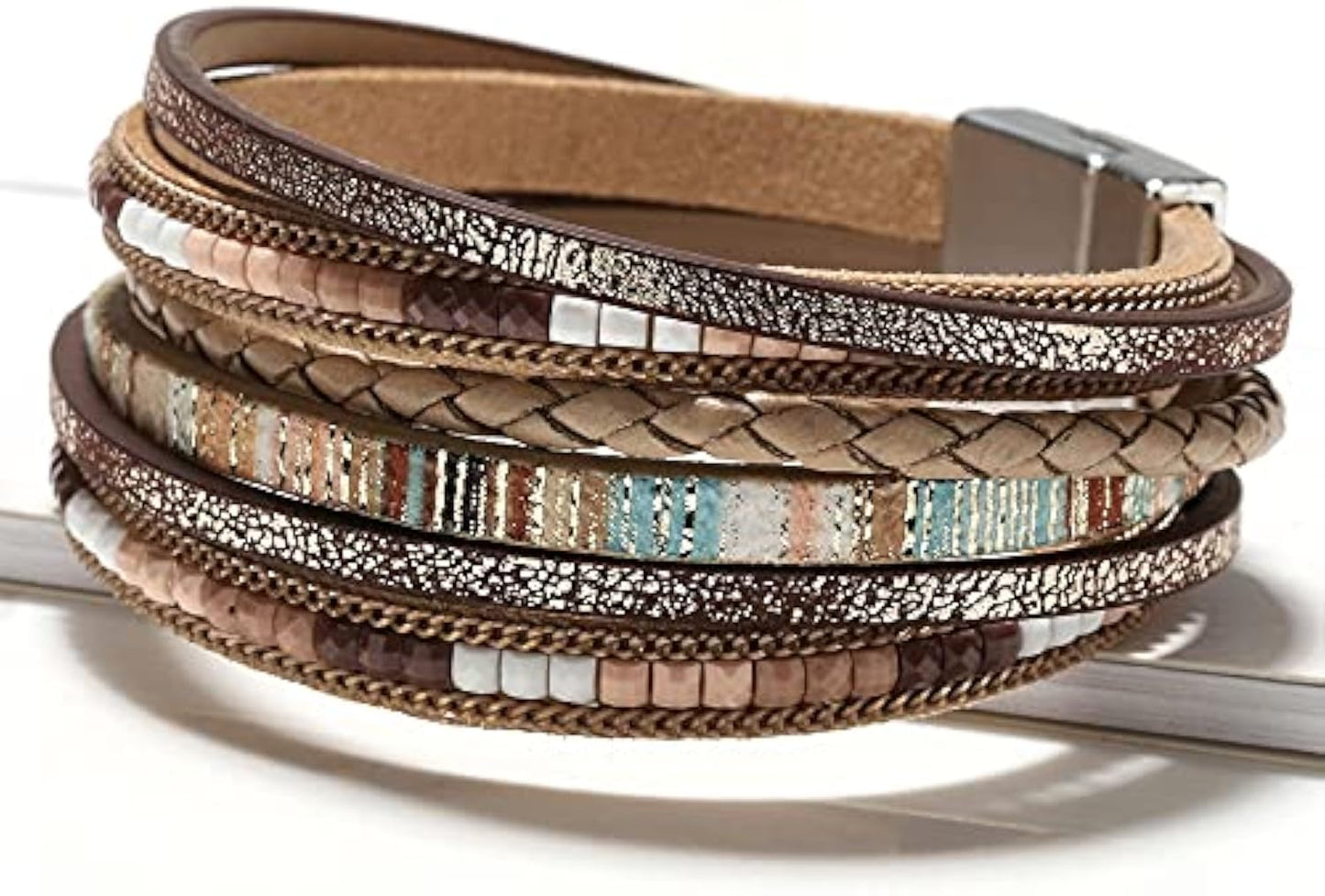 Boho Leather Wrap Bracelet