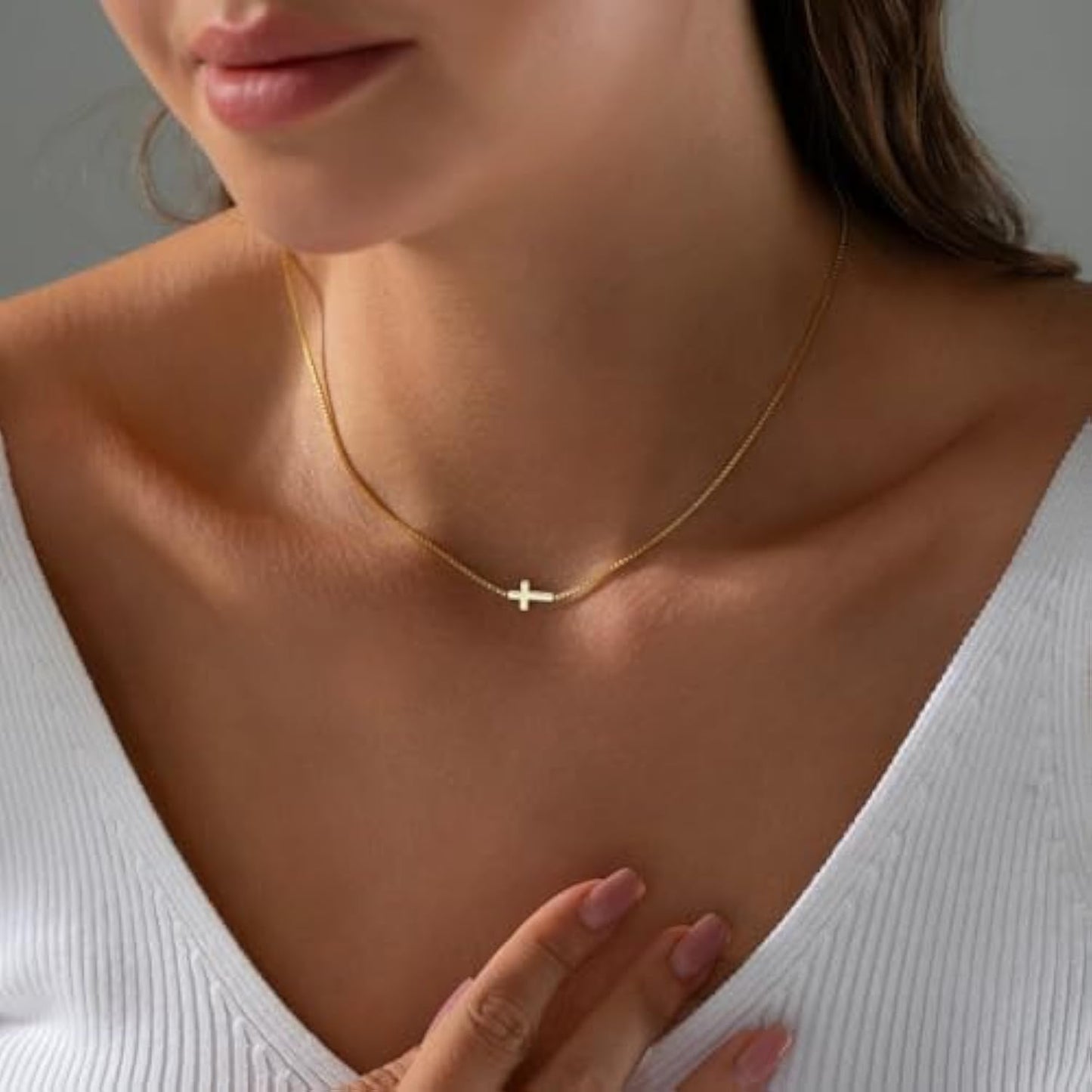Sideways Cross Necklace for Women