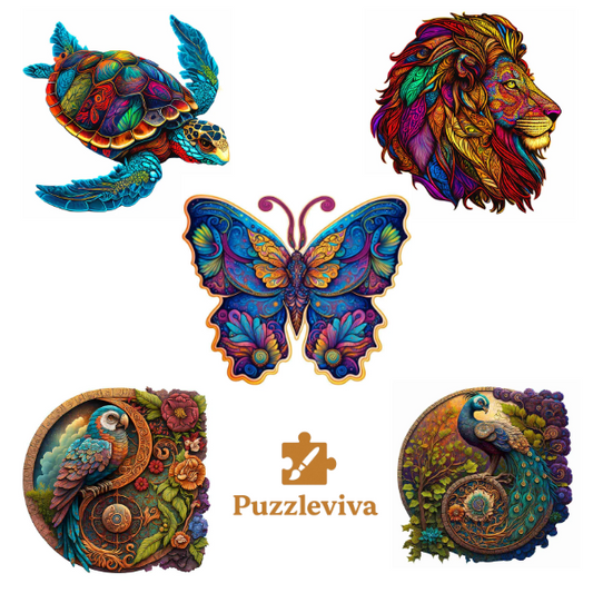 Coleção de Quebra-Cabeças de Madeira