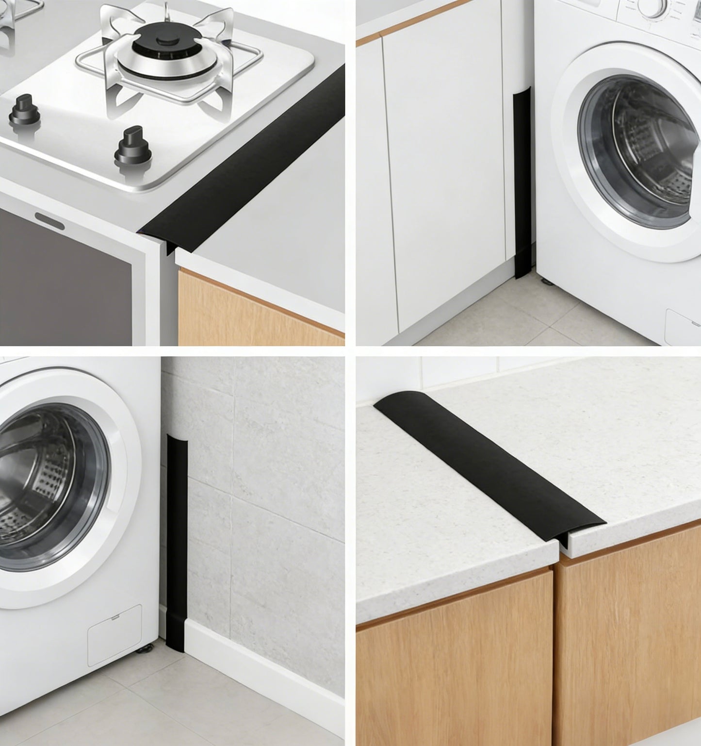 Stove Gap Covers – Silicone & Stainless Steel Kitchen Gap Filler (2 Pack, Easy Clean & Heat Resistant)