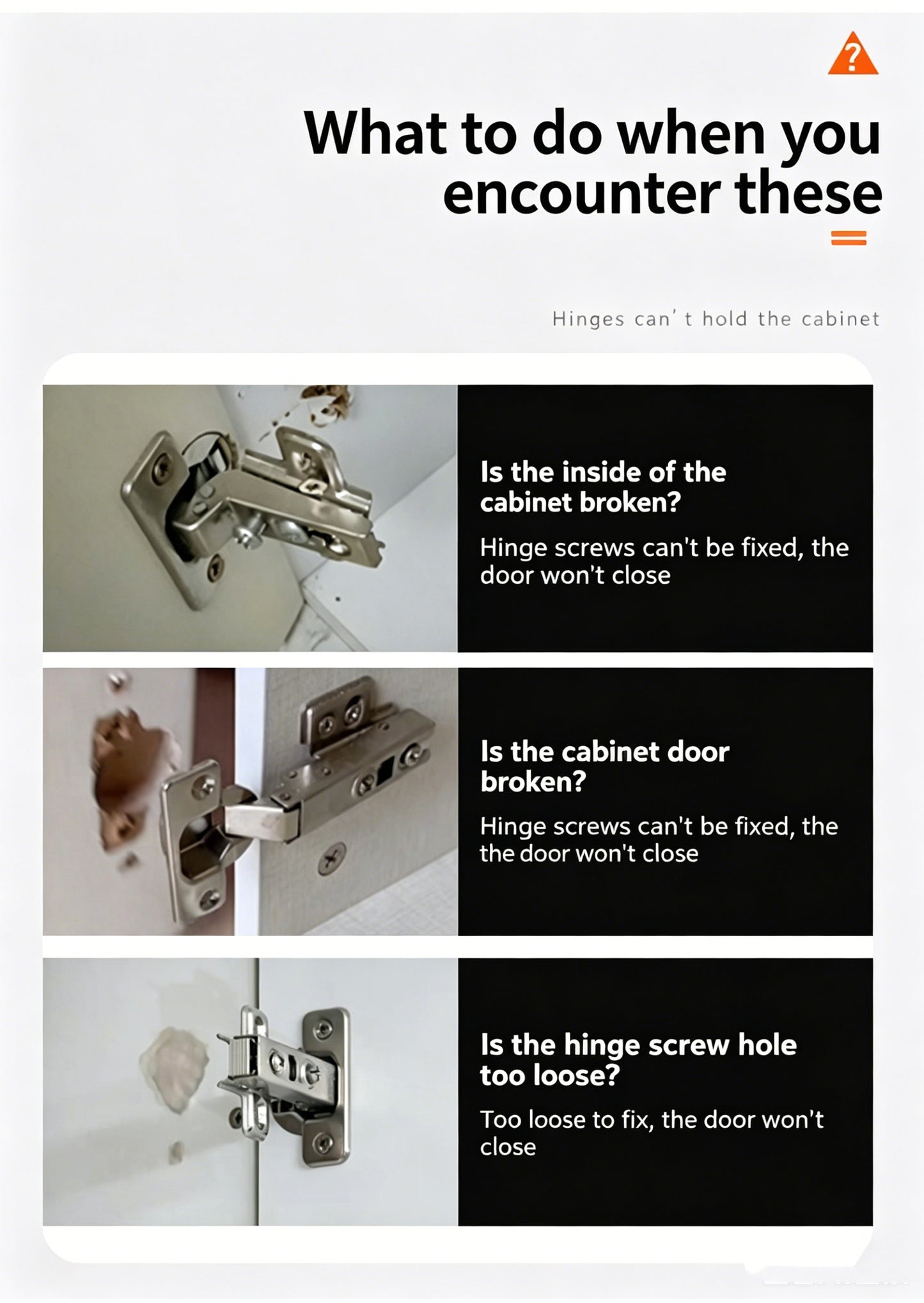 Heavy Duty Stainless Steel Cabinet Hinge Repair Kit