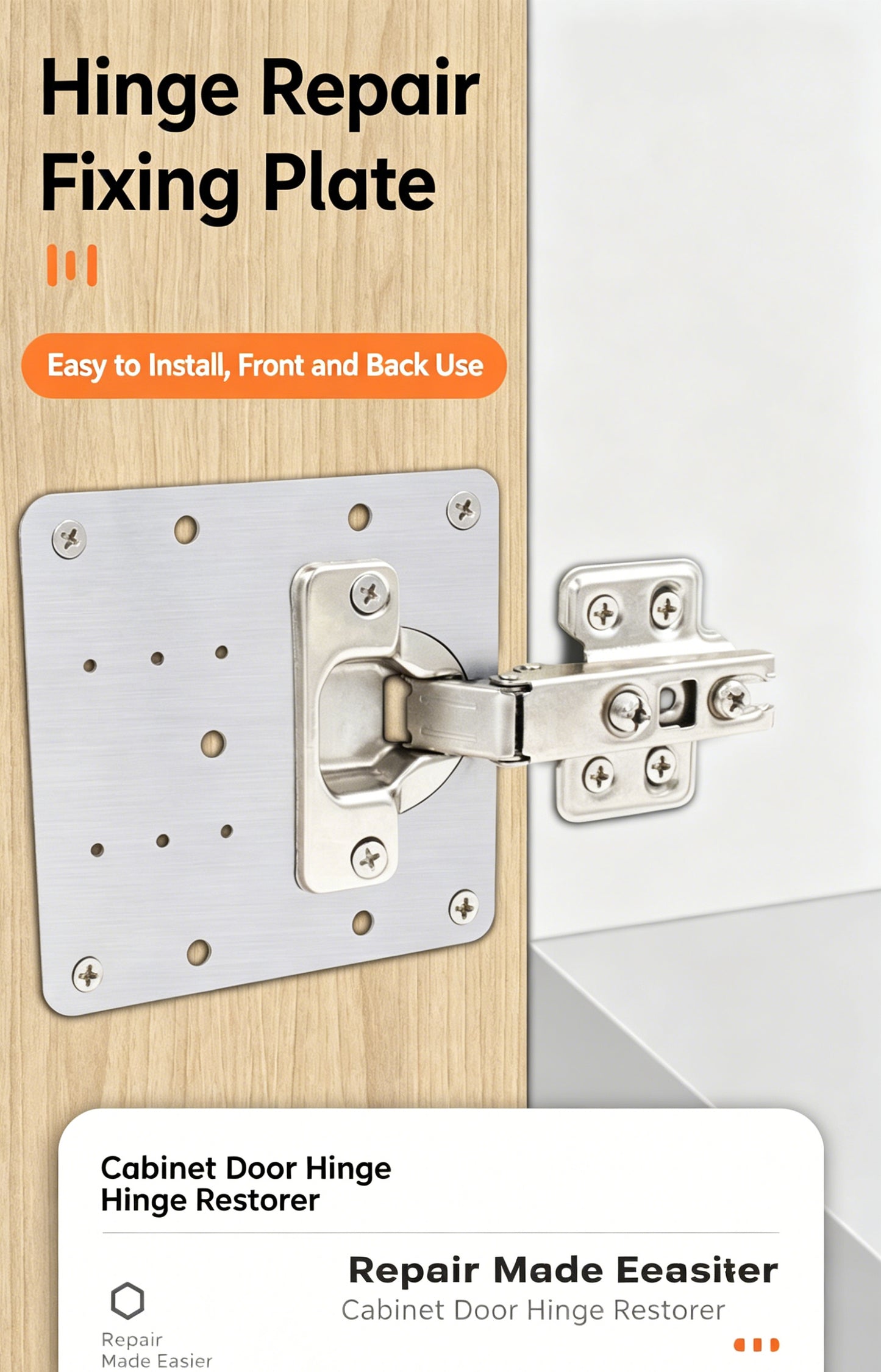 Heavy Duty Stainless Steel Cabinet Hinge Repair Kit