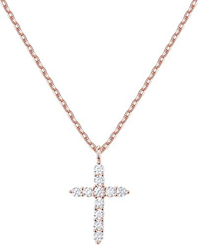 14K Gold Plated/18K Gold Vermeil Cubic Zirconia Cross Necklace for Women | Cross Faith Pendant Necklaces