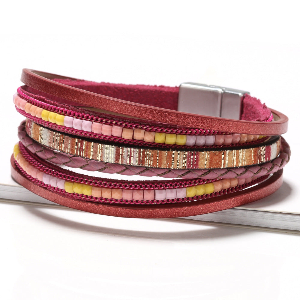 Boho Leather Wrap Bracelet