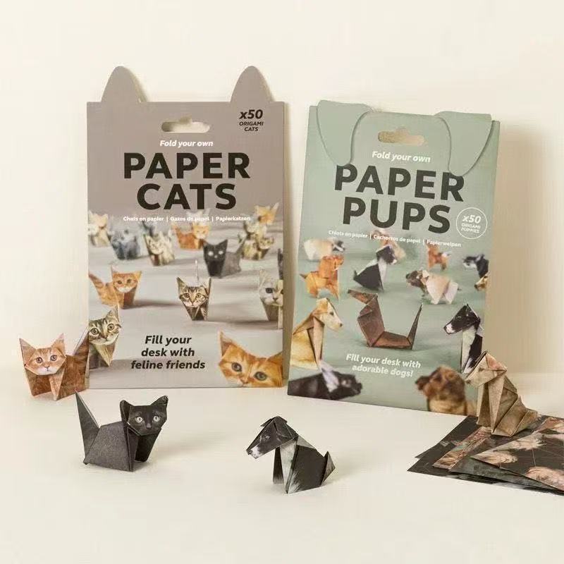 50 Sheets DIY Origami Cat Paper Kit