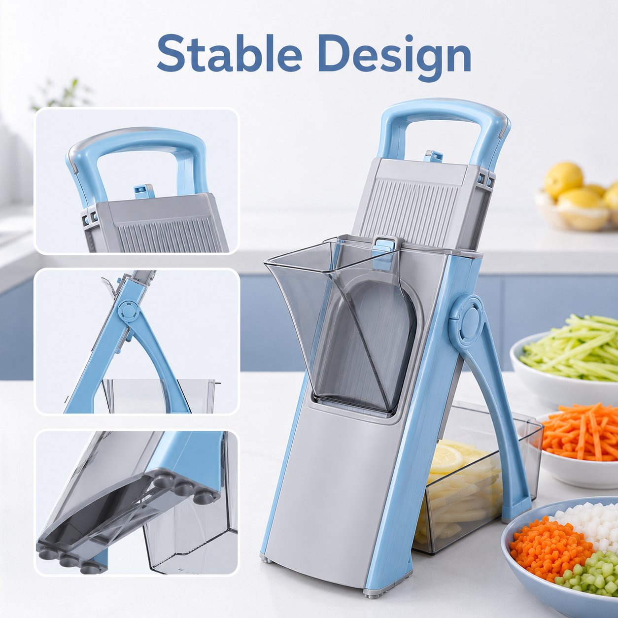 Safe Mandoline Slicer 5 in 1 Vegetable Chopper