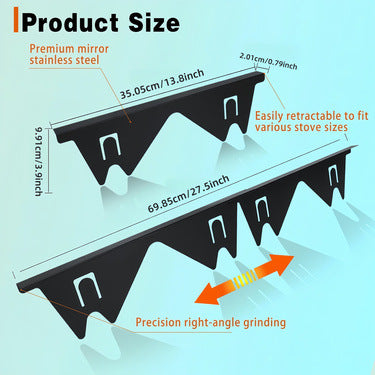 Stove Gap Covers – Silicone & Stainless Steel Kitchen Gap Filler (2 Pack, Easy Clean & Heat Resistant)
