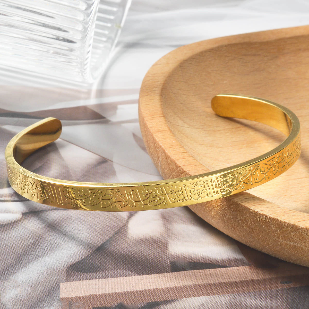 Engraved Script Cuff Bracelet