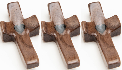 Faith in Hand – Walnut Wood Comfort Cross, Anxiety Relief Gift, Prayer & Meditation Tool for Adults and Kids (3 Pcs)