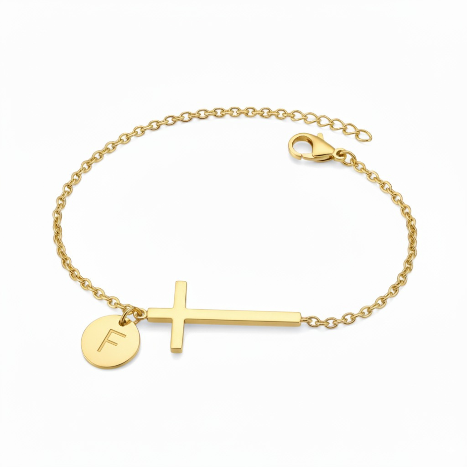 Cross Initial Bracelet