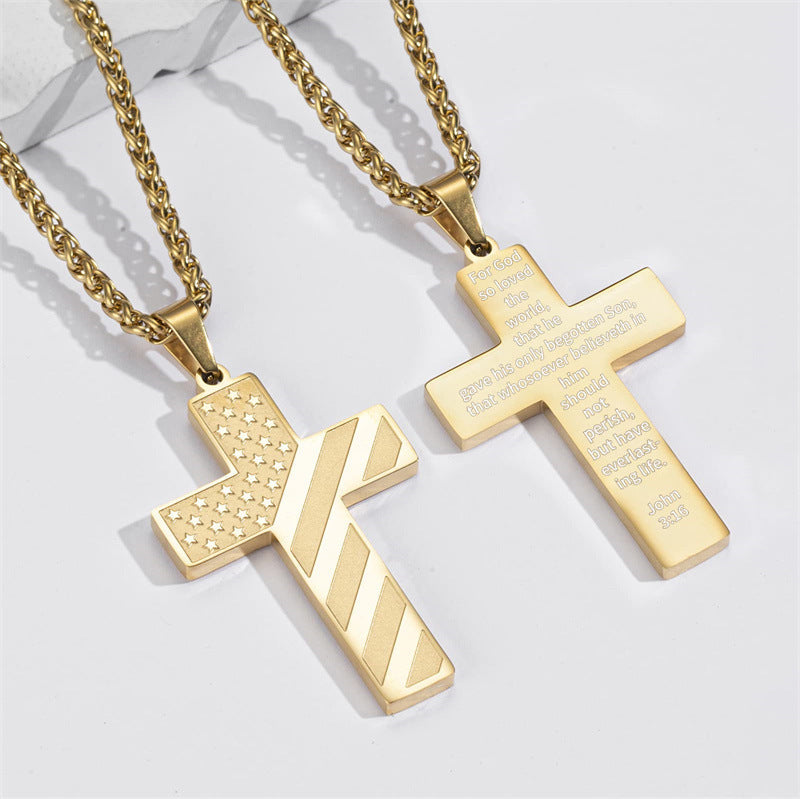 American Flag Cross Necklace