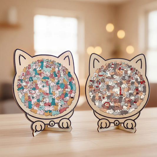 Cat Shaped Wooden Jigsaw Puzzle