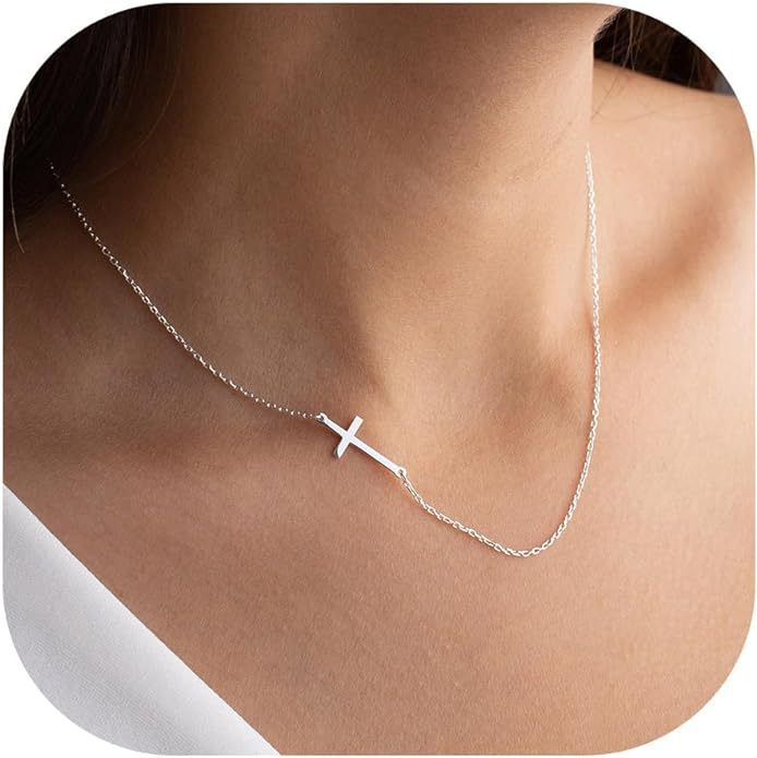 Sideways Cross Necklace for Women
