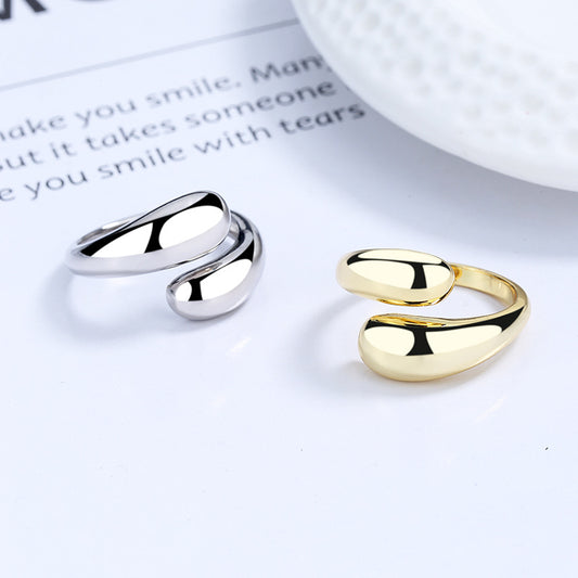 Teardrop Dome Adjustable Ring 14K Gold Plated