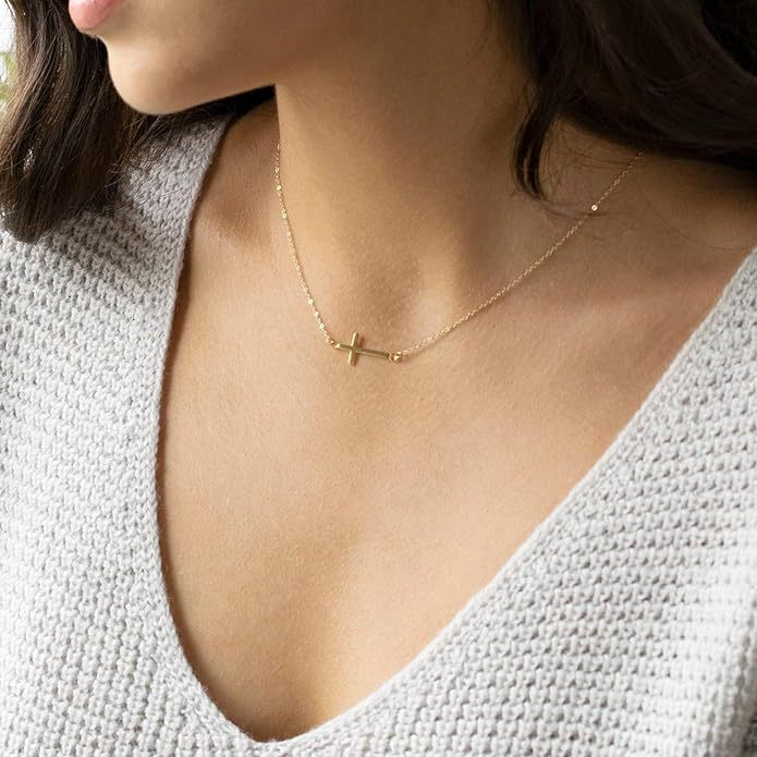 Sideways Cross Necklace for Women
