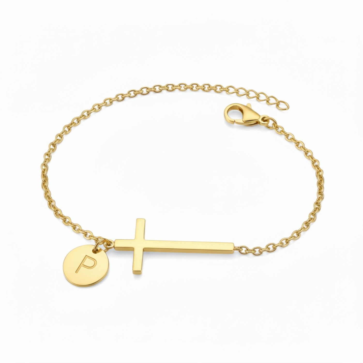 Cross Initial Bracelet