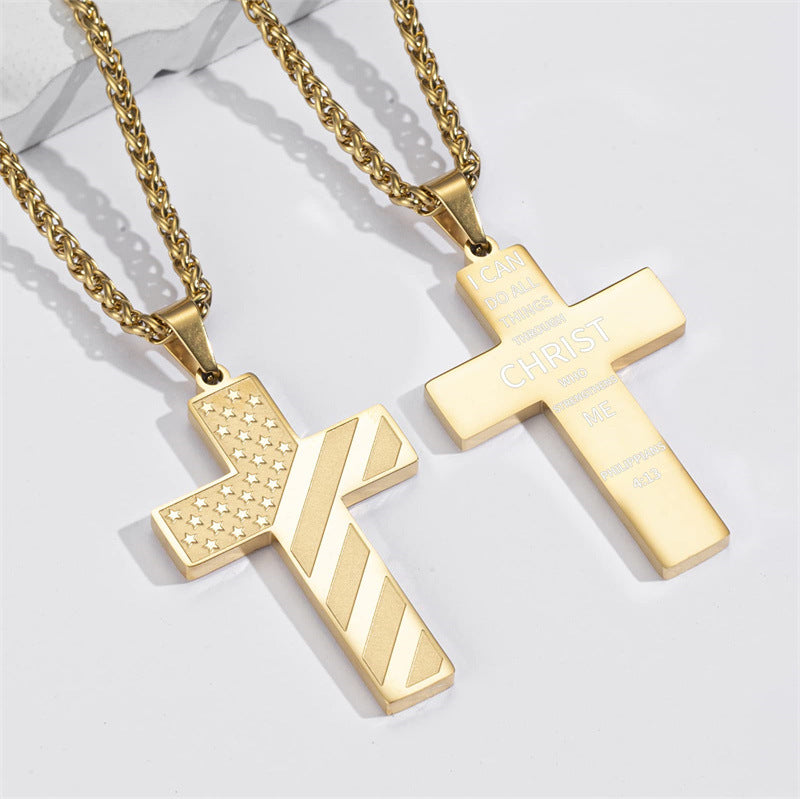 American Flag Cross Necklace