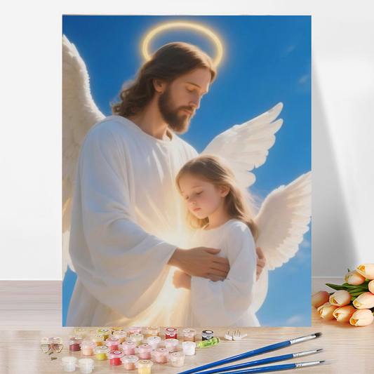 Jesus Embracing a Child Angel Paint by Numbers – Love & Protection DIY Kit