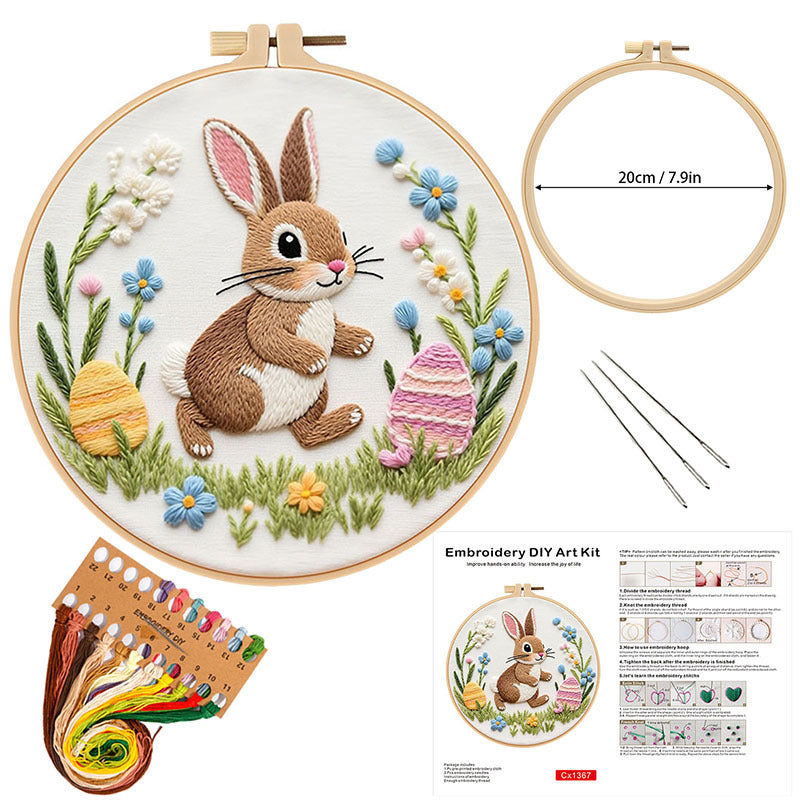 Spring Bunny Floral Embroidery Kit
