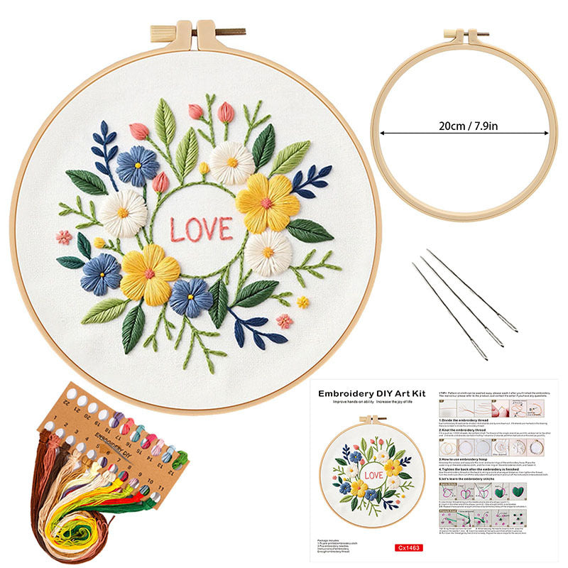 Love Floral Wreath Embroidery Kit
