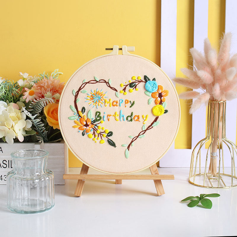 Birthday Heart Wreath Embroidery Kit