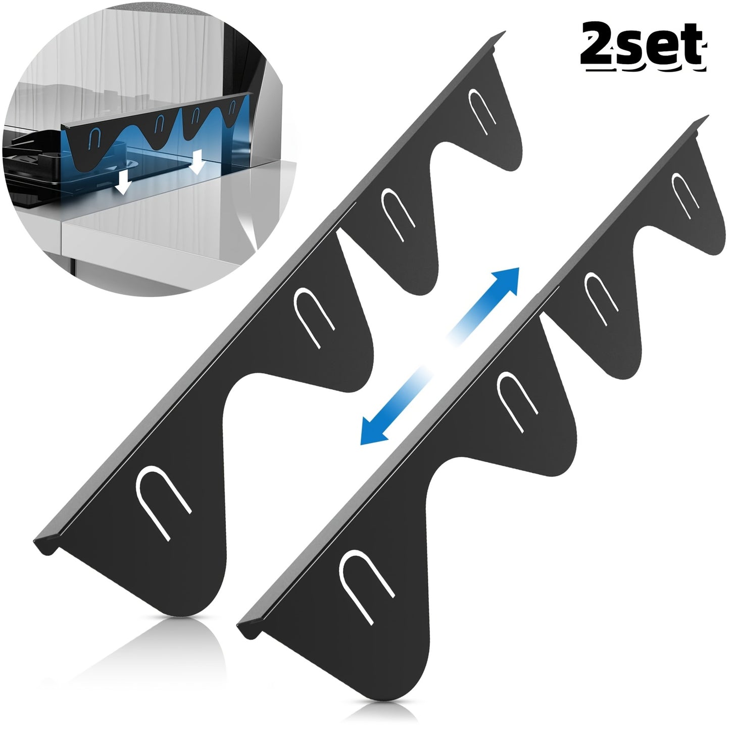 Stove Gap Covers – Silicone & Stainless Steel Kitchen Gap Filler (2 Pack, Easy Clean & Heat Resistant)