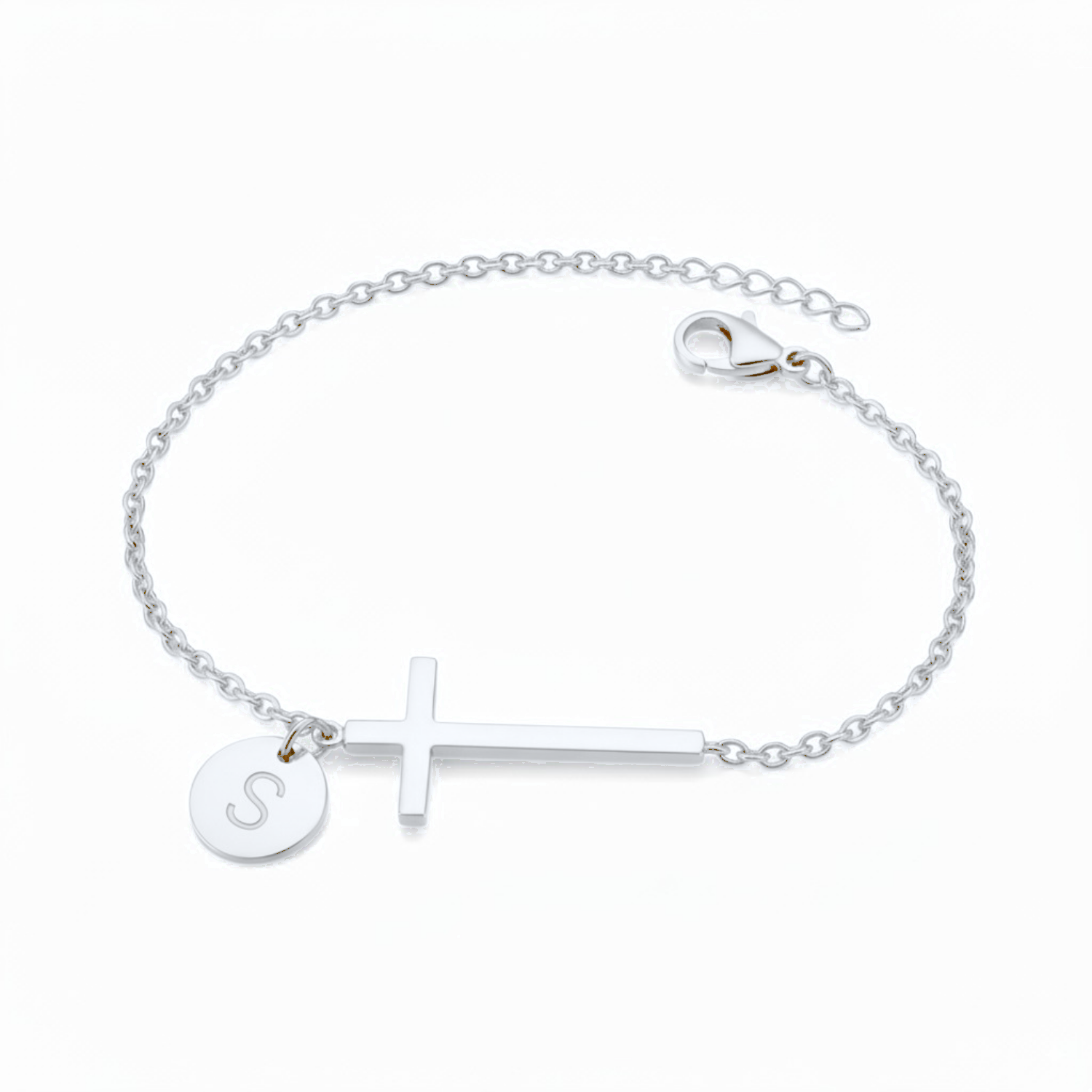 Cross Initial Bracelet