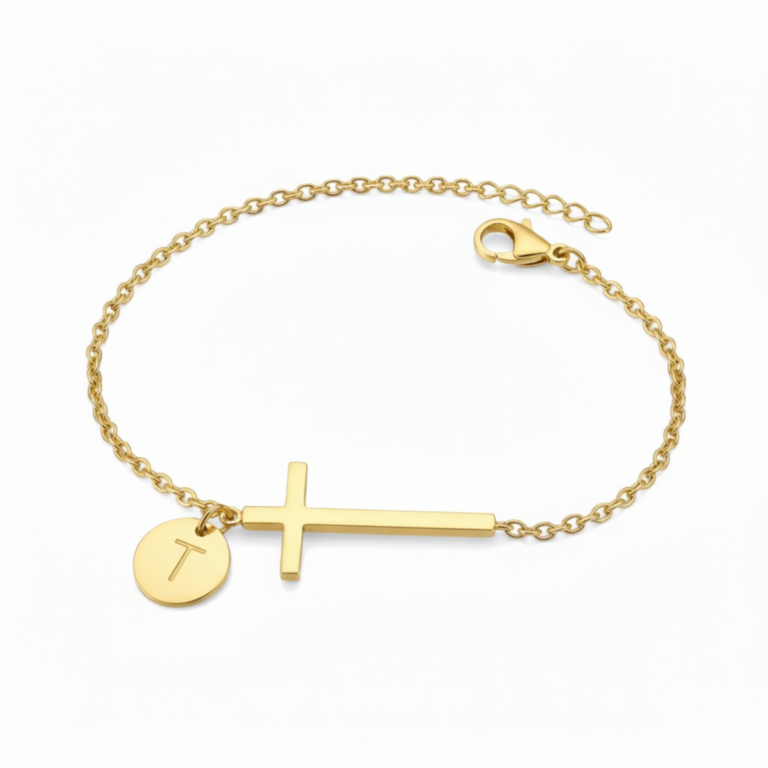 Cross Initial Bracelet