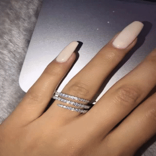 14K Gold Plated / 18K Gold Vermeil Three Row CZ Diamond Cocktail Ring for Women | Adjustable Open Band Multi-Row Zirconia Ring