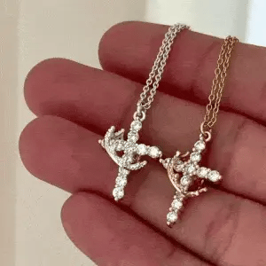 14K Gold Plated/ 18K Gold Vermeil  Crown Cross Necklace for Women – Faith Pendant Jewelry Gift for Her