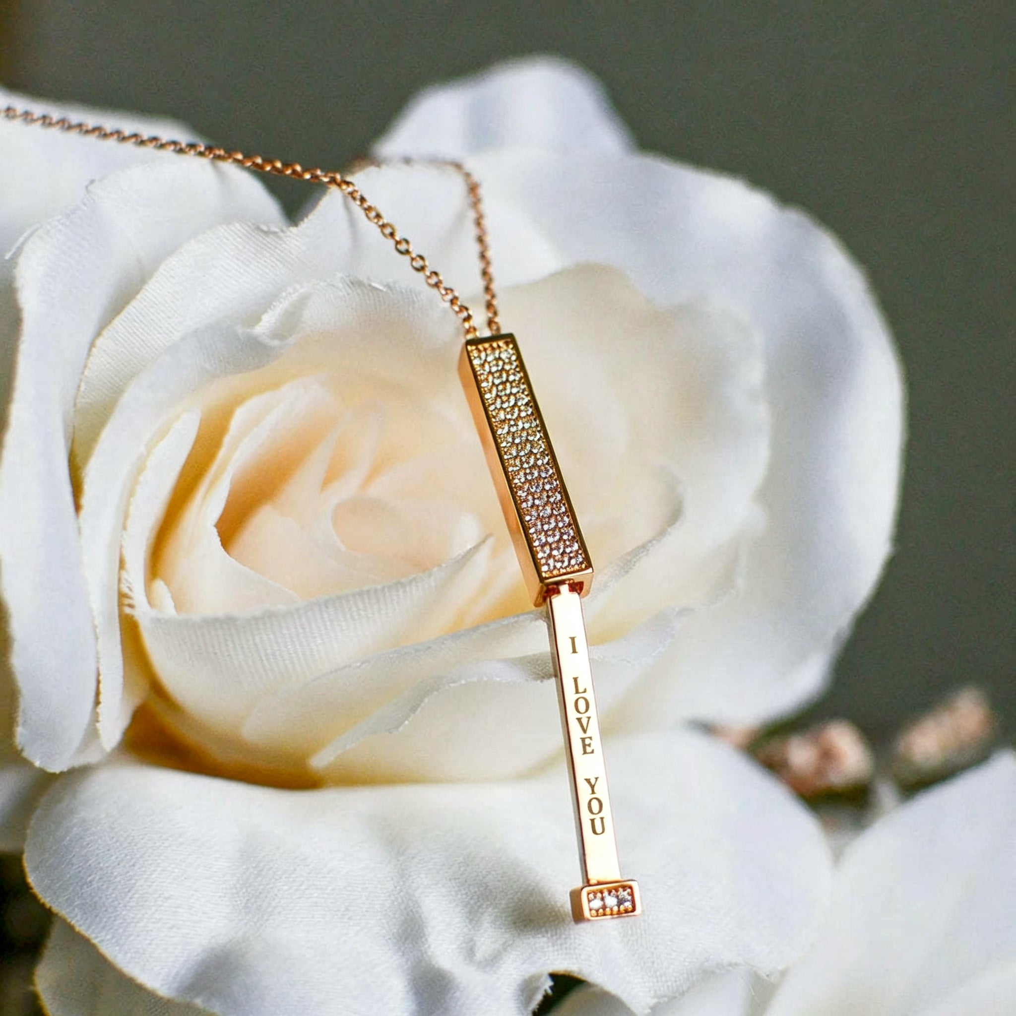 Secret Love Crystal Bar Necklace