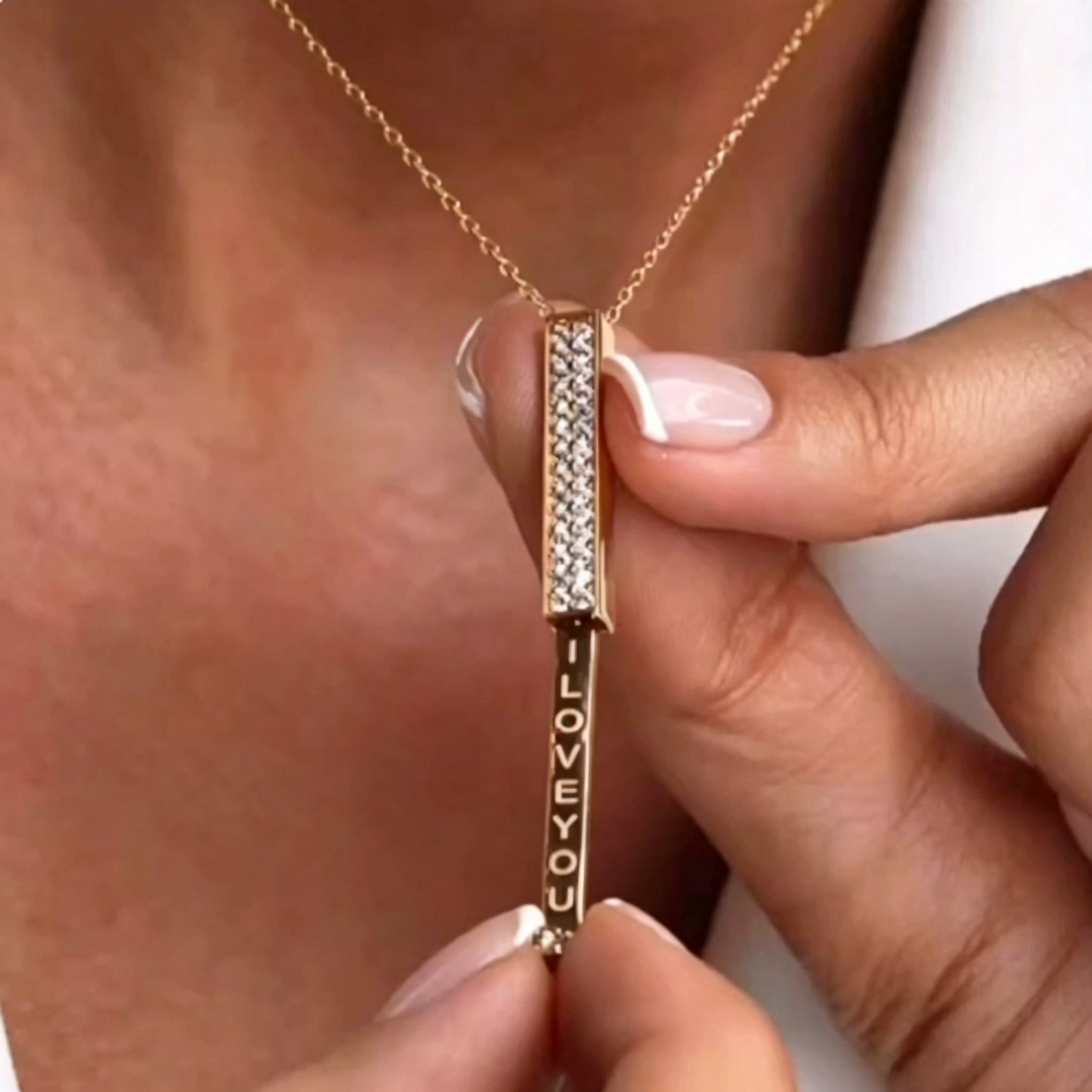 Secret Love Crystal Bar Necklace